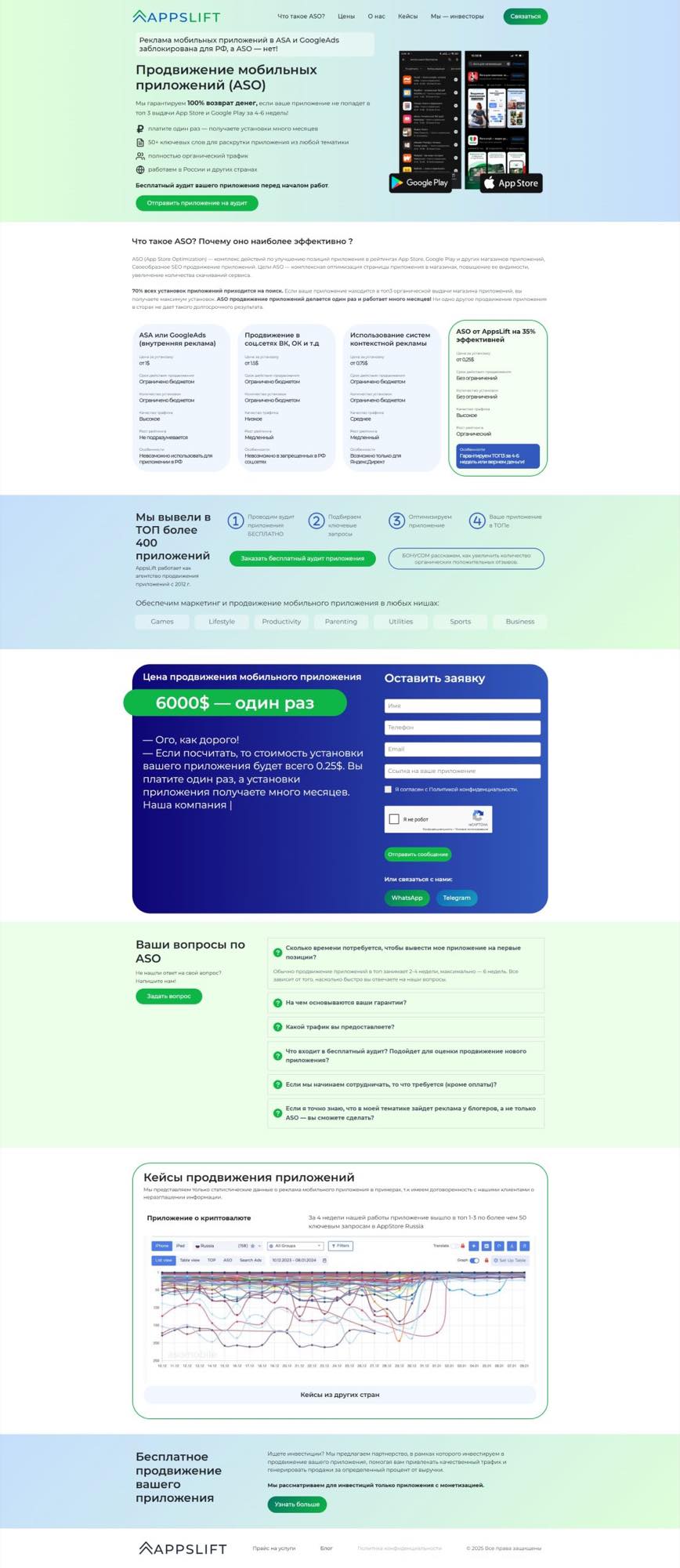 Скриншот сайта агентства Appslift